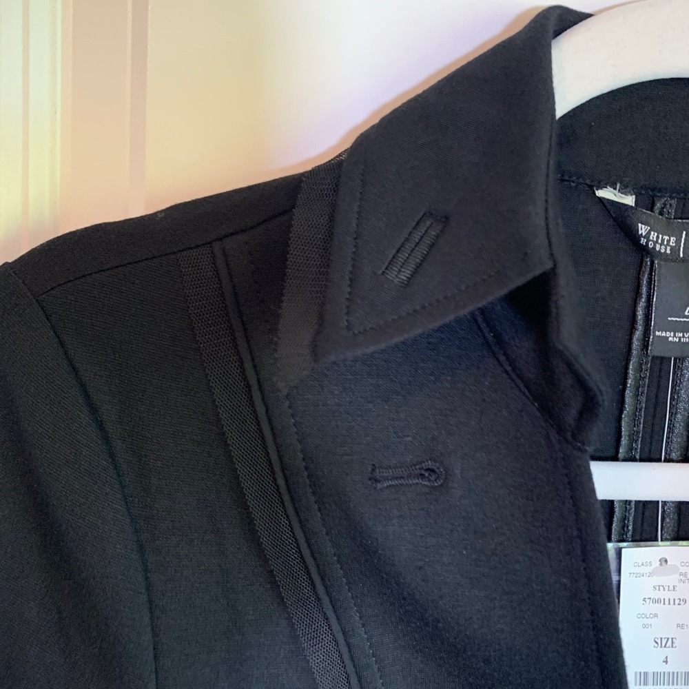 WHBM Military Peplum Jacket Mesh Trim Black Size 4 New $128 - Picture 5 of 10